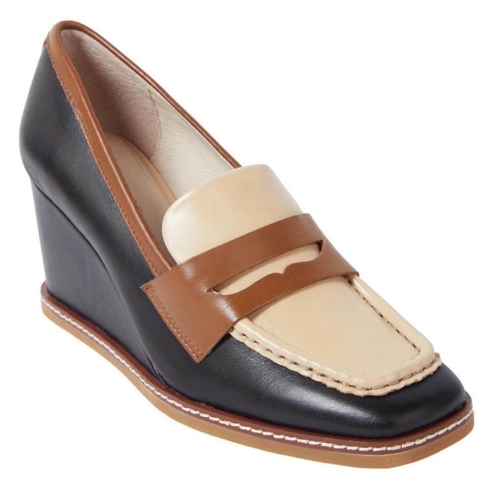 Sanctuary Cadence Wedge Loafers Women’s Size 8M black brown beige preppy NWB